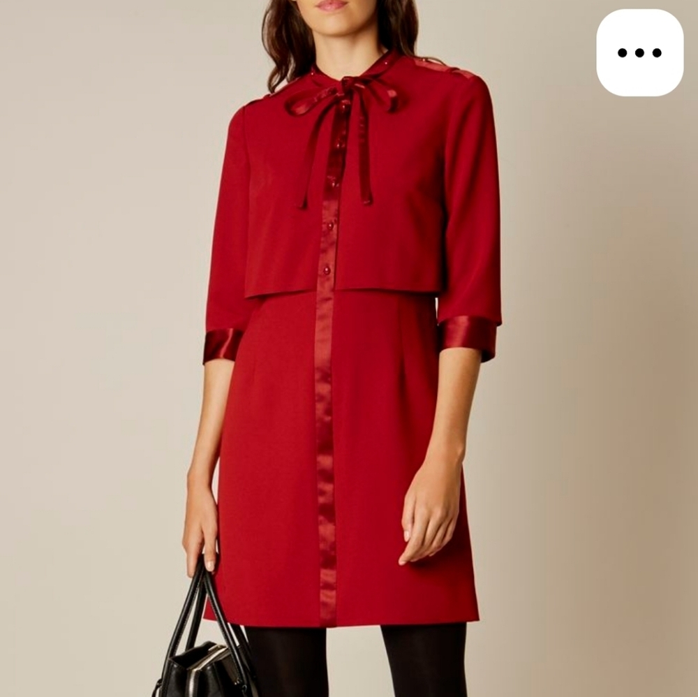 NWT WOMEN'S KAREN MILLEN RED BURGUNDY COCKTAIL DRESS BLOOMINGDALE'S $360 SZ 10
